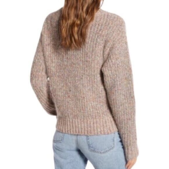 Something Navy | Tan Multi-colored Long Sleeves Sweater Size Medium - Picture 2 of 10